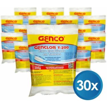 Imagem de Kit 30 Pastilha Pedra Tablete de Cloro Estabilizado Genclor T-200 Genc
