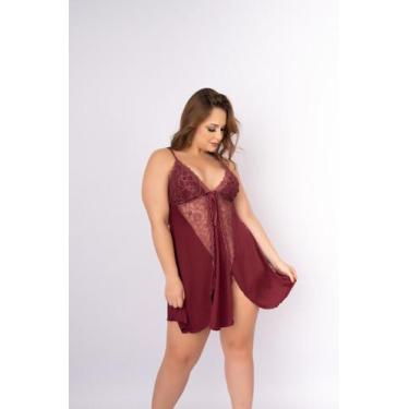 Imagem de Kit 5 Camisola Renda Plus Size Tamanho Especial Abertura Soltinha Curt