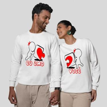 Imagem de Kit 2 Blusas Frio Moletom Careca Sem Capuz Casal Namorados - MP Moda M