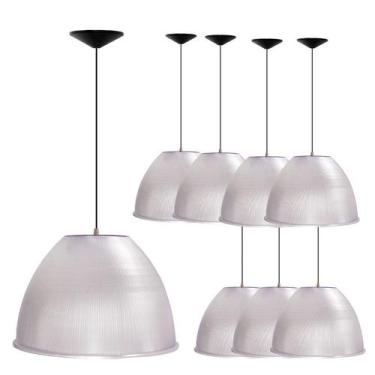 Imagem de Kit 8 Luminárias Para Galpão Industrial 16 Pol 40cm Cristal Cabo 1,1M 