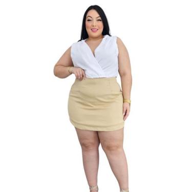 Imagem de Conjunto Plus Size Feminino Social Shorts Saia + Cropped duna gg ao g1
