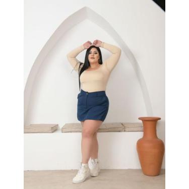 Imagem de Shorts Saia Feminino Em Alfaiataria Plus Size - luh may, P, Azulmarinh