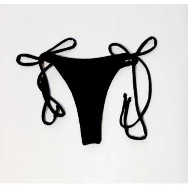 Imagem de Calcinha de biquíni avulsa de amarrar liso fio dental - DE UMA MARIA P