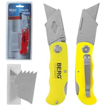Imagem de estilete lamina larga dobravel 15mm de plastico colors + refil com 5 l