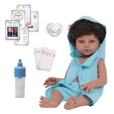 Imagem de Bebê Reborn Menino Realista 46cm Pode Dar Banho 100% Vinil - Cegonha R