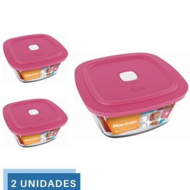 Imagem de 2 Potes Vidro Facilita Quadrado Marmita 300Ml Marinex - NADIR FIGUEREI