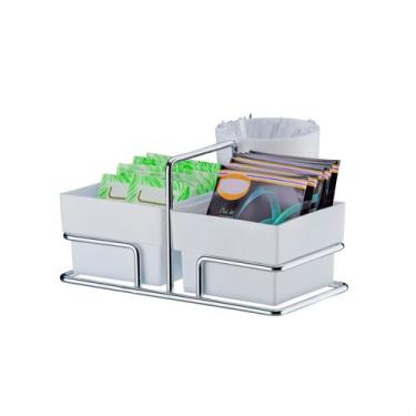 Imagem de Suporte Café Porta Sachê Duplo Mexedor Organizador Prateado - Future, 