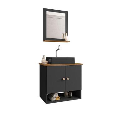 Imagem de Gabinete Banheiro Deli Cuba Torino Prt Torneira DL08 Val ABS