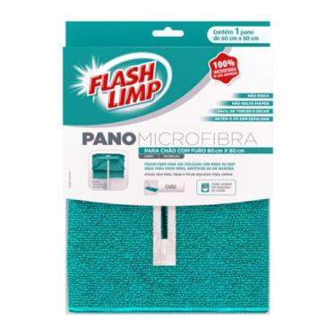 Imagem de Pano de Chão 60x80cm Grande em Microfibra Com Furo para Rodo Flash Lim