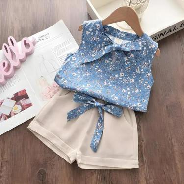 Imagem de Conjunto de Blusa de Chiffon e Shorts para Meninas - Verão Casual, 3 t