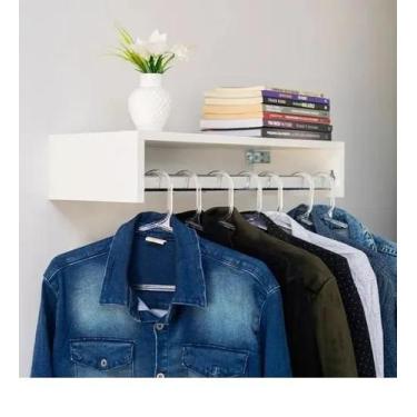 Imagem de Kit 2 Cabideiros Araras de Parede Branco Quarto Closet - Potenza