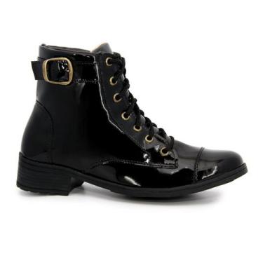 Imagem de Botinha Sneaker Fivela Feminina Cano Baixo Verniz Preto - Zafrem, 38, 
