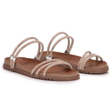 Imagem de Sandália  Yasmin em Tiras Cobre com Ajuste, Calcanheira em Couro e Sol