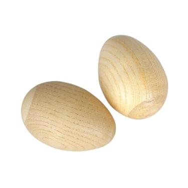 Imagem de Dynwave 2 peças de madeira ovo shakers mão instrumento musical percussão presente páscoa ovo maracas de madeira para crianças, M