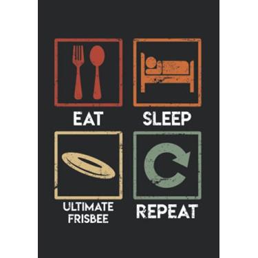 Imagem de Notizbuch A5 kariert mit Softcover Design: Vintage Spruch Eat Sleep Ultimate Frisbee Repeat: 120 karierte DIN A5 Seiten