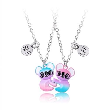 Imagem de FORUBUS Colar BFF – Pingente de coração dividido combinando joia da amizade para melhores amigos, colegas de quarto, irmãs, melhores amigas, Medium