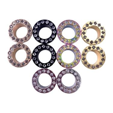 Imagem de KUNIU 2 peças de calibres de orelha de pedras de zircônia cúbica rômbica, conchas de várias cores, túneis de orelha, alargador de orelha, calibre de 6 g a 5/20.3 cm, Aço inoxidável, Zircônia cúbica