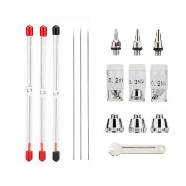Imagem de Youteo Kit de escova de ar de ação dupla para gatilho de controle de pintura a ar conjunto de aerógrafo, 0.2/0.3/0.5MM Needles/Nozzles, 1