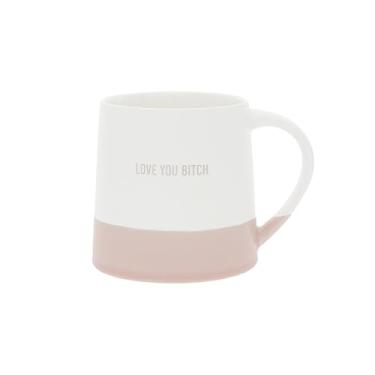 Imagem de Pavilion Gift Company - Love You Bitch - Caneca de café com letras estampadas rosa em formato orgânico de 500 ml, xícara de chá, melhor amiga, presente para o dia de Galentine, neutro, casa, moderno,