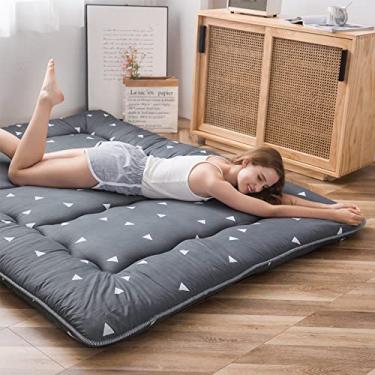 Imagem de Colchão de futon cinza triangular japonês, tapete de tatame, tapete de acampamento portátil, almofada de dormir infantil, dobrável, espreguiçadeira, travesseiro, cama de solteiro, com capa protetora
