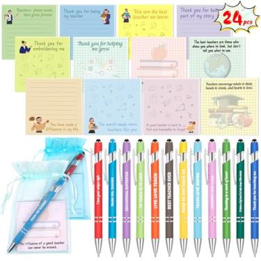 Imagem de luck sea Presentes de agradecimento ao professor, canetas engraçadas com frases + notas adesivas, conjunto de material de escritório escolar para mulheres e homens professores