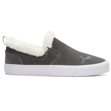 Imagem de PUMA Tênis feminino Bari Comfort Sherpa Slip On Casual - Marrom, Cinza, 35
