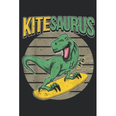 Imagem de TRex Kitesurfing Dinosaur Kitesurfer Funny: Lined Journal Notebook To Do Schedule, Medium 6x9 Inches, 100 Pages, Printed Cover
