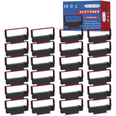 Imagem de Pacote com 24 ERC30/34/38 Cartucho de fita preta e vermelha ERC30 ERC-30 ERC-38 Fita compatível com impressora TM-U220 M188B BTP-M300 GRC-220BR SBR-275 NK506 (24 pacotes)