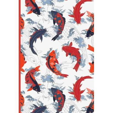 Imagem de Koi Fish series: Colorful Koi Fish Notebook on a white background, 100 Lined pages: A beautiful notebook with white background and in an array of red, ... koi fish on a white background, 6x9 inch size