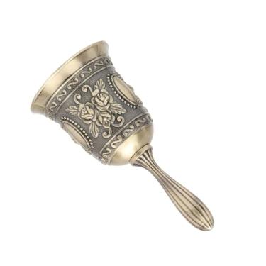 Imagem de Liga de Zinco Padrão Rosa Jantar Hotel Chamadas Campainha Metal Artesanato Presentes de Natal para Aula Começar Treinamento de Animais de Estimação Acordar Sino Vintage