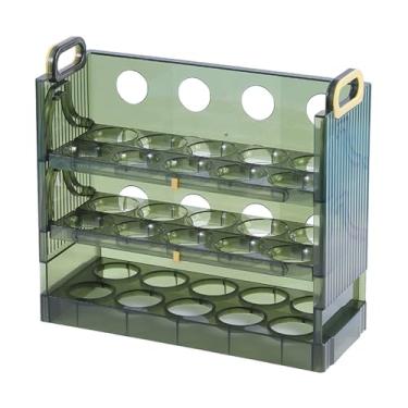 Imagem de Suporte para Ovos, Bandeja de Armazenamento de Ovos, Recipiente de Ovos Reversível de Plástico de Grande Capacidade Com Alça para Geladeira de Cozinha