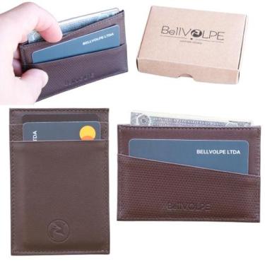 Imagem de Carteira Masculina Feminina Porta Cartões Slim Couro Legítimo Marca Be