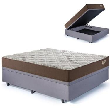 Imagem de Base Box Baú Casal 138x188 Suede Cinza com Colchão Relax Adorabile Mol