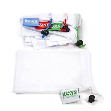 Imagem de RSVP International Sacolas reutilizáveis de malha, grande, 30 x 40 cm, 3 peças, corda multicolorida