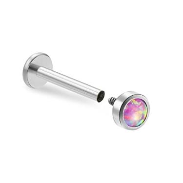 Imagem de ZYTAIJEW 1 peça/2 peças 16G 6 mm/8 mm/10 mm G23 titânio roscado internamente 4 mm azul/verde/rosa/branco/roxo opala sintética labret monroe lábio tragus cartilagem brinco piercing piercing de nariz