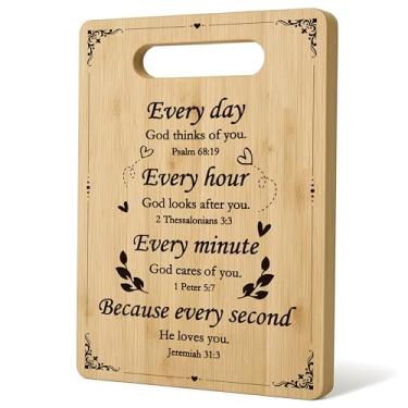 Imagem de Tábua de cortar versículo bíblico inspiradora, decoração de cozinha cristã, presentes religiosos cristãos para mulheres, presentes baseados na fé, tábuas de corte de bambu cristão para cozinha