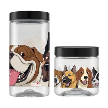 Imagem de Kit 2 Porta Ração Petiscos Cachorro 2lt E 1lt Potes Rações (Dog)
