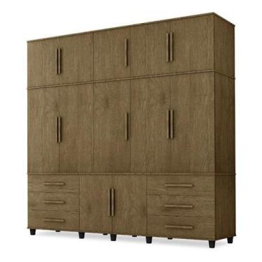 Imagem de Roupeiro Triplex Guarda Roupas Londres Casal 12 Portas Jacar - Trinobe