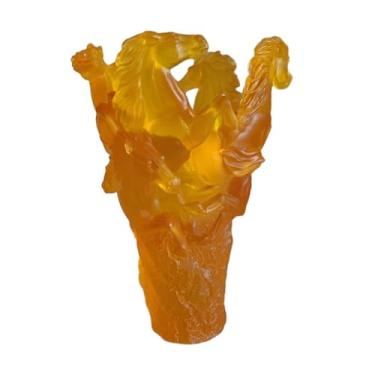 Imagem de WeiLaiKeQi Múltiplos cavalos de mesa em forma de mesa de mesa de decoração central vaso de resina de resina de resina de flores Arranjo floral para o quarto da, Amarelo