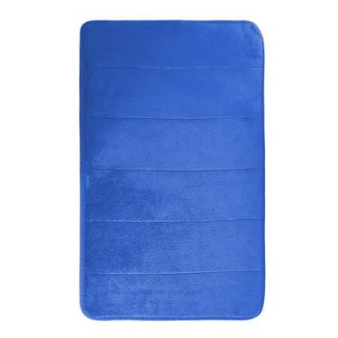 Imagem de Tapete Para Banheiro Antiderrapante Macio Super Soft Poliester Emborrachado Facil De Limpar Tapete Antiderrapante (Azul)
