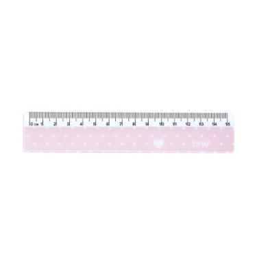 Imagem de Régua Escolar Estampada Luxo Soul 15cm – Cor Rosa com Coração Branco, Poliestireno Resistente, Ideal para Escola e Escritório, Combina com Canetas, Lapiseiras e Estojos - Pé de Lápis