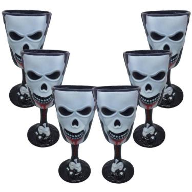 Imagem de Taça Halloween Acrílico Preta Com Caveiras - 6 Unidades