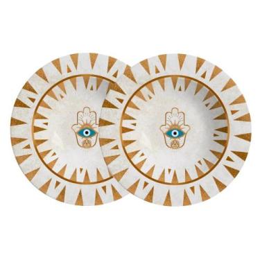 Imagem de Jogo 2 Pratos Fundo Olho Grego Plus Cerâmica Alleanza 25cm