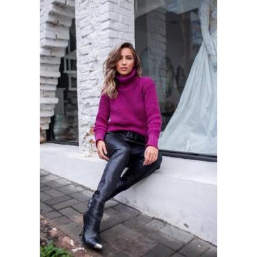 Imagem de Tricot Kimmi vest legging  / Blusa Gola Alta - Cia do Vestido, Fúcsia,