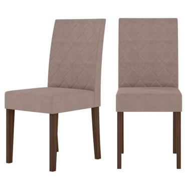 Imagem de Cadeira para Mesa de Jantar Jade Kit 02 Peças Bordado Amêndoa Cappuccino – Poliman