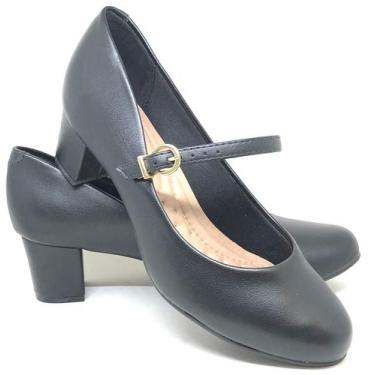Imagem de Sapato Feminino Beira Rio Boneca Salto Médio Grosso Social, Preto, 37