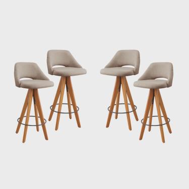 Imagem de Kit 4 Banquetas Giratórias Estofadas com Encosto Nicole Bege