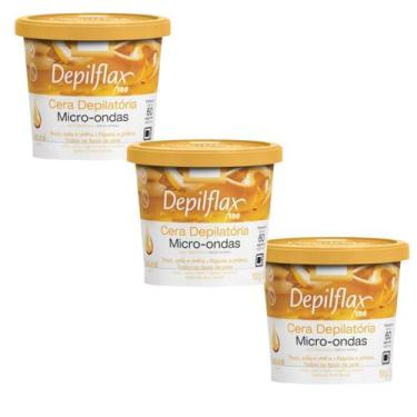 Imagem de Kit 3 Cera Depilatória Micro-Ondas Depilflax Natural 100g