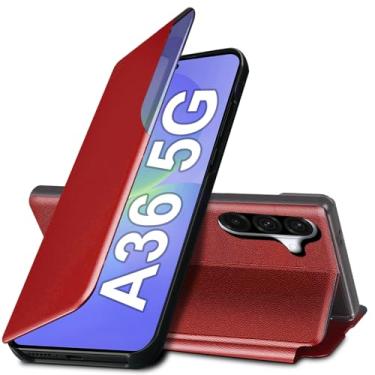 Imagem de Capa flip para Galaxy A36 para Samsung Galaxy A36 5G, capa de couro slim fit transparente para celular Samsung A36 com suporte, resistente, resistente à prova de choque (16,64 polegadas, 2025