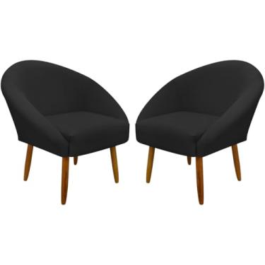 Imagem de Kit 2 Poltronas Decorativa Para Sala Recepção Manicure Consultório Stella Suede (Preto)